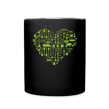 Coeur de jardin drôle de jardinage amant plante - Mug uni - noir - Devant