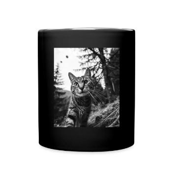 Cat - Alien American Shorthaired UFO - Full Colour Mug - black - Front