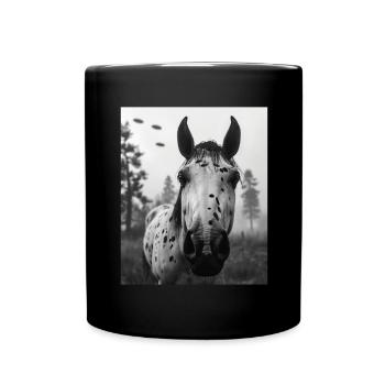 Horse - Alien Selfie Appaloosa UFO - Full Colour Mug - black - Front