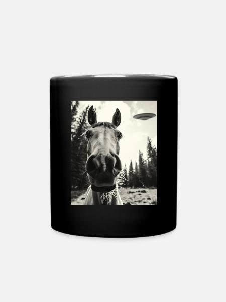 Pferd - Alien Selfie Arabian UFO - Tasse einfarbig - Schwarz