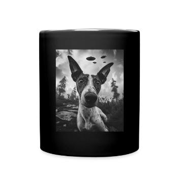 Chien - Alien Selfie Basenji UFO - Mug uni - noir - Devant