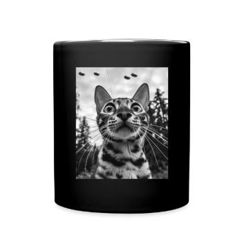 Cat - Alien Selfie Bengal UFO - Full Colour Mug - black - Front