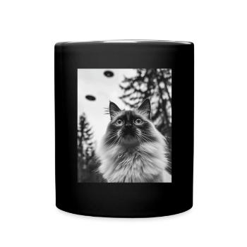 Cat - Alien Selfie Birman UFO - Full Colour Mug - black - Front