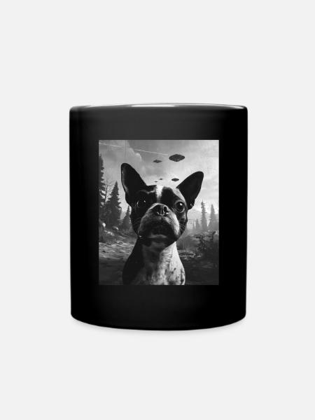 aliHund - Alien Selfie Boston Terrier UFO - Tasse einfarbig - Schwarz