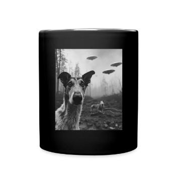 Hund - Alien Selfie Borzoi Ufo - Tasse einfarbig - Schwarz - Vorne