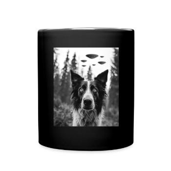 Chien - Alien Selfie Border Collie UFO - Mug uni - noir - Devant