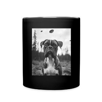 Hund - Alien Selfie Boxer UFO - Tasse einfarbig - Schwarz - Vorne