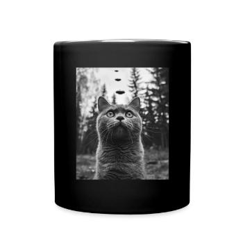 Cat - Alien British Shorthaired UFO - Full Colour Mug - black - Front