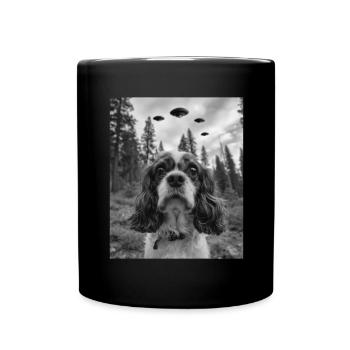 Hund - Alien Selfie Cavalier UFO - Tasse einfarbig - Schwarz - Vorne