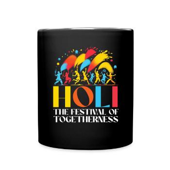 Happy Holi Greetings Hinduism Indian Festival - Full Colour Mug - black - Front