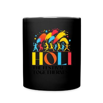 Happy Holi Greetings Hinduism Indian Festival - Full Colour Mug - black - Front
