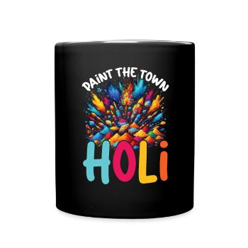 Happy Holi Greetings Hinduism Indian Festival - Full Colour Mug - black - Front