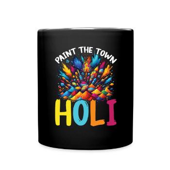 Happy Holi Greetings Hinduism Indian Festival - Full Colour Mug - black - Front