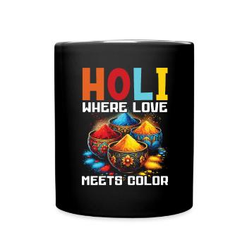 Happy Holi Greetings Hinduism Indian Festival - Full Colour Mug - black - Front