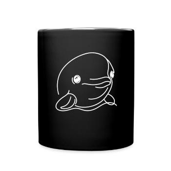 Linie Art Dad Mama - Beluga - Tasse einfarbig - Schwarz - Vorne