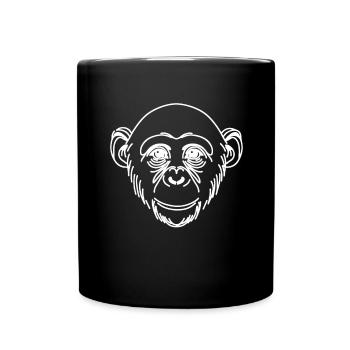 Linie Art Dad Mama - Schimpanse - Tasse einfarbig - Schwarz - Vorne