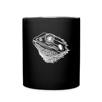 Linie Art Dad Mama - Bärtiger Drache - Tasse einfarbig - Schwarz - Vorne