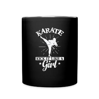 Karaté Kick it like a Girl - Mug uni - noir - Devant