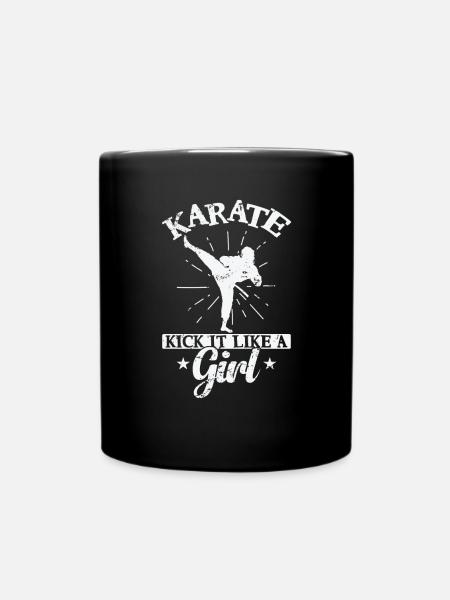 Karate Kick it like a Girl - Full Colour Mug - black