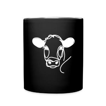 Line Art Papa Maman Vache - Black Angus - Mug uni - noir - Devant