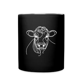 Linie Art Dad Mama Kuh - Charolais - Tasse einfarbig - Schwarz - Vorne
