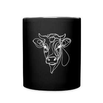 Linie Art Dad Mama Kuh - Limousin - Tasse einfarbig - Schwarz - Vorne