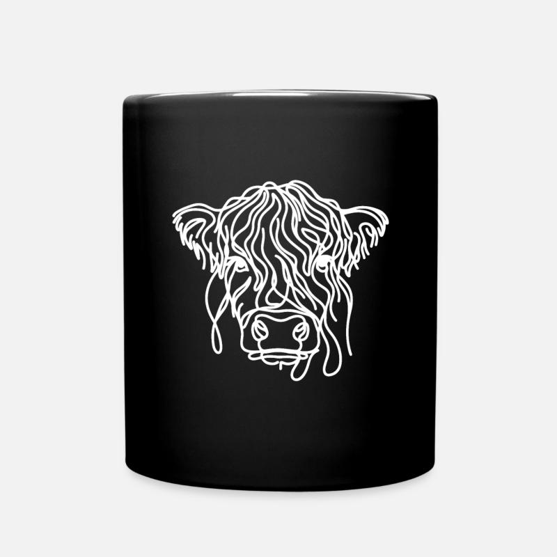 Linie Art Dad Mama Kuh - Galloway - Tasse einfarbig - Schwarz