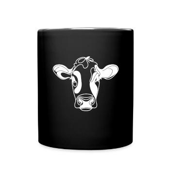 Line Art Dad Mom Cow - Holstein - Full Colour Mug - black - Front