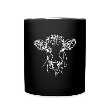 Line Art Dad Mom Cow - Normande - Full Colour Mug - black - Front