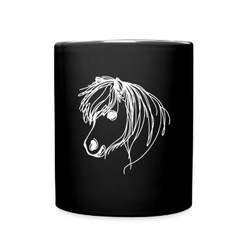 Line Art Dad Mum - Shetland Pony - Full Colour Mug - black - Front