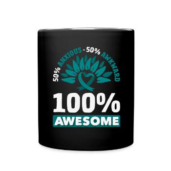 Teal Ribbon PTSD Stress Angststörung - Tasse einfarbig - Schwarz - Vorne