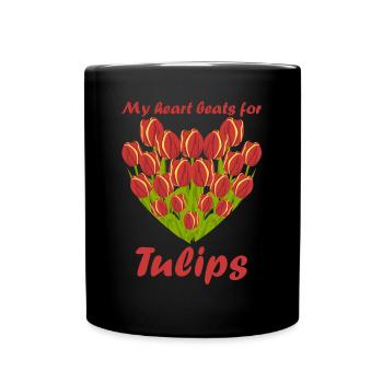 Tulips Flowers Heart Garden Tulip - Full Colour Mug - black - Front