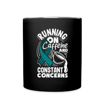 Teal Ribbon PTSD Stress Angststörung - Tasse einfarbig - Schwarz - Vorne
