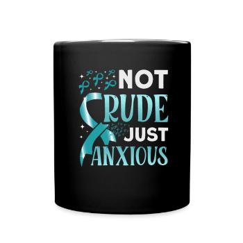 Teal Ribbon PTSD Stress Anxiety Disorder - Full Colour Mug - black - Front