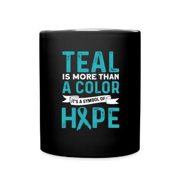 Teal Ribbon PTSD Stress Angststörung - Tasse einfarbig - Schwarz - Vorne
