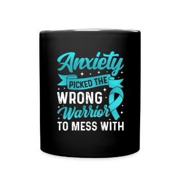 Teal Ribbon PTSD Stress Angststörung - Tasse einfarbig - Schwarz - Vorne