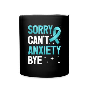 Teal Ribbon PTSD Stress Anxiety Disorder - Full Colour Mug - black - Front