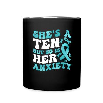 Teal Ribbon PTSD Stress Angststörung - Tasse einfarbig - Schwarz - Vorne