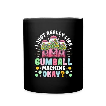 Lustiger Kaugummiautomat - Tasse einfarbig - Schwarz - Vorne