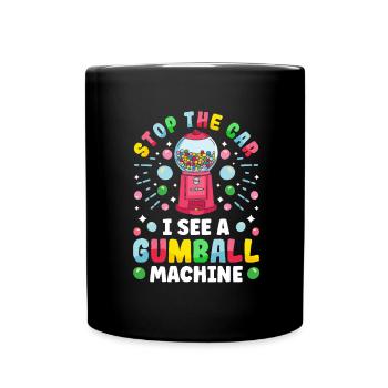 Lustiger Kaugummiautomat - Tasse einfarbig - Schwarz - Vorne