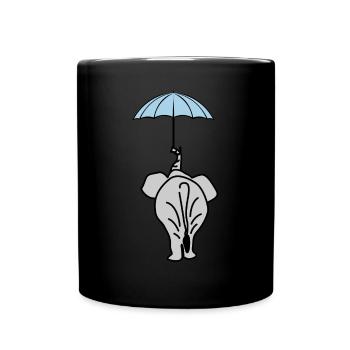 Elephant with Umbrella Elephants - Tasse einfarbig - Schwarz - Vorne