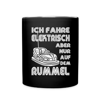 "Ich fahre Elektrisch" Autoscooter - Tasse einfarbig - Schwarz - Vorne