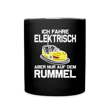 "Ich fahre Elektrisch" Autoscooter - Tasse einfarbig - Schwarz - Vorne