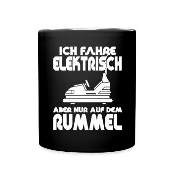 "Ich fahre Elektrisch" Autoscooter - Tasse einfarbig - Schwarz - Vorne