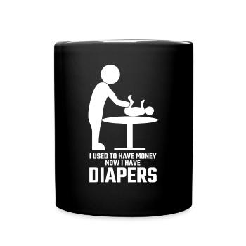 Pregnancy Announcement Baby Diapers - Full Colour Mug - black - Front