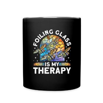 Lustiger Buntglas-künstler - Tasse einfarbig - Schwarz - Vorne