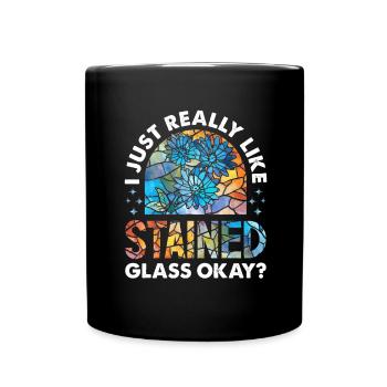 Lustiger Buntglas-künstler - Tasse einfarbig - Schwarz - Vorne