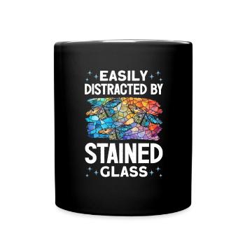 Lustiger Buntglas-künstler - Tasse einfarbig - Schwarz - Vorne