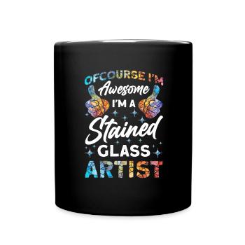 Lustiger Buntglas-künstler - Tasse einfarbig - Schwarz - Vorne