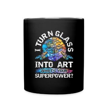 Lustiger Buntglas-künstler - Tasse einfarbig - Schwarz - Vorne